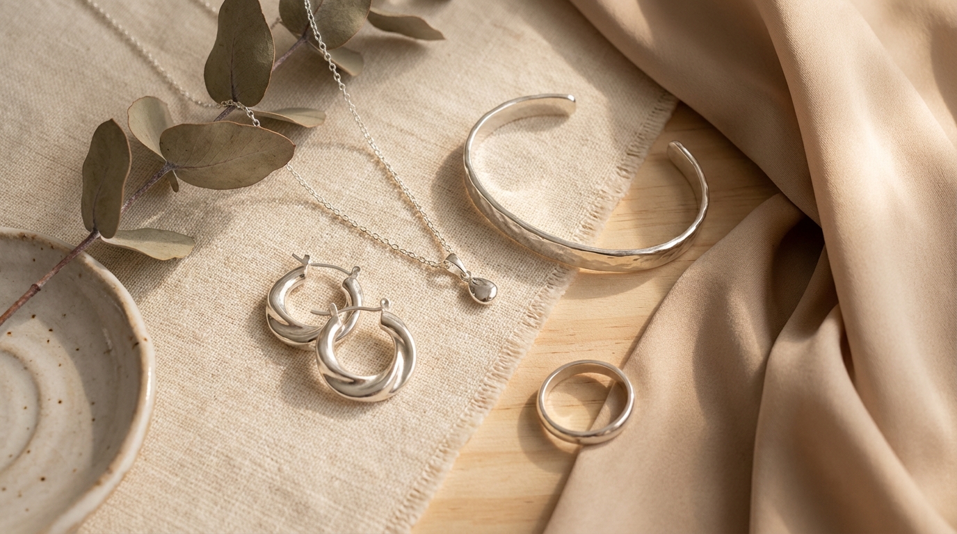 Colección de joyas en plata 925 - aros, anillos, pulseras y cadenas